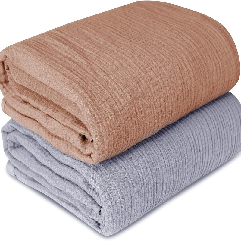 Muslin Swaddle Blankets for Newborn, 2 Pack Breathable Soft Receiving Blanket, Large 41 x 41 inches Swaddle Wrap Burping Clothes, Essentials Infant Shower Items. (Beige & Coffee)