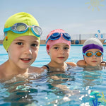 Kids Swim Cap 2 Pack,Silicone Swim Cap for Kids Ages 3-15 | Durable Waterproof Swimming Caps for Girls Boys Toddler,Comfortable Fit for Long Hair Short Hair,for Swimming Lessons Pool