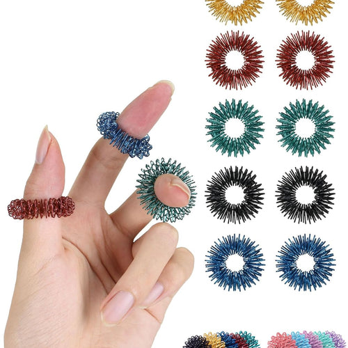 Mr. Pen- Spiky Sensory Rings, 10 Pack, Jewel Tones, Stress Relief Fidget Sensory Toys, Fidget Ring for Anxiety, Massager, Individuals with BFRB, ADHD and Attention Disorder