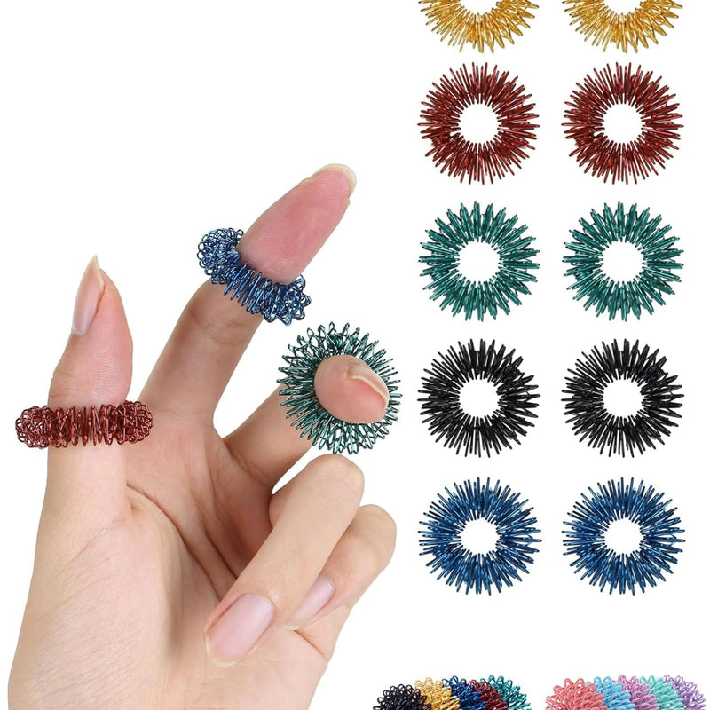 Mr. Pen- Spiky Sensory Rings, 10 Pack, Jewel Tones, Stress Relief Fidget Sensory Toys, Fidget Ring for Anxiety, Massager, Individuals with BFRB, ADHD and Attention Disorder