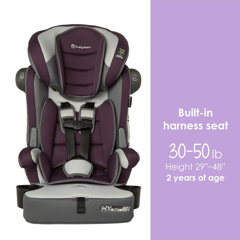 Baby Trend Hybrid SI 3-in-1 Combination Booster Seat, Dash Plum – Side-Impact Protection, 3-Stage Growth Design, Adjustable Headrest, Cushioned Comfort