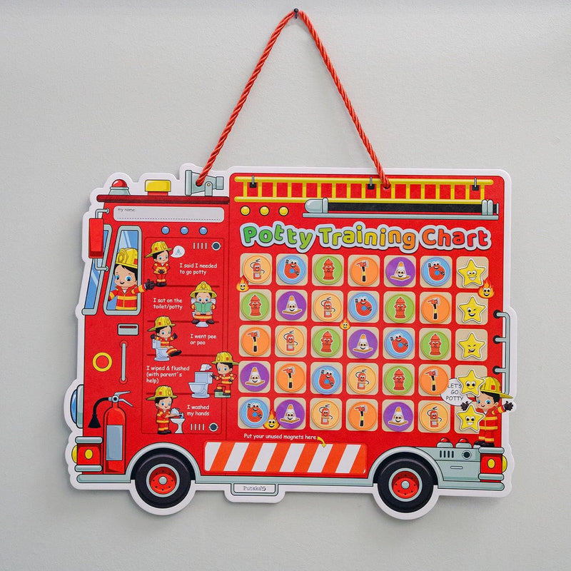 PUTSKA Potty Training Chart Toddler Boys, 35 Stickers, Crown, Firefighter