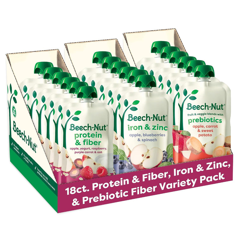Beech-Nut Stage 4 Fruit & Veggie Baby Food Pouch Variety Pack, 18 Pouches