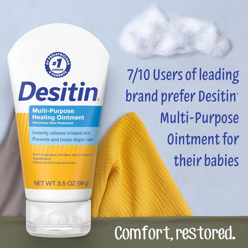 Desitin Multipurpose Adult & Baby Healing Ointment Tube with Petroleum Jelly for Treatment & Relief of Diaper Rash, Dry Skin, Chafing, & Minor Burns for Infants and Kids, FSA/HSA Eligible, 3.5 oz