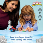 LEGO Marvel Spidey and Friends Spidey on Motorcycle vs. Rhino Toy for Kids Ages 4+ Birthday Gift