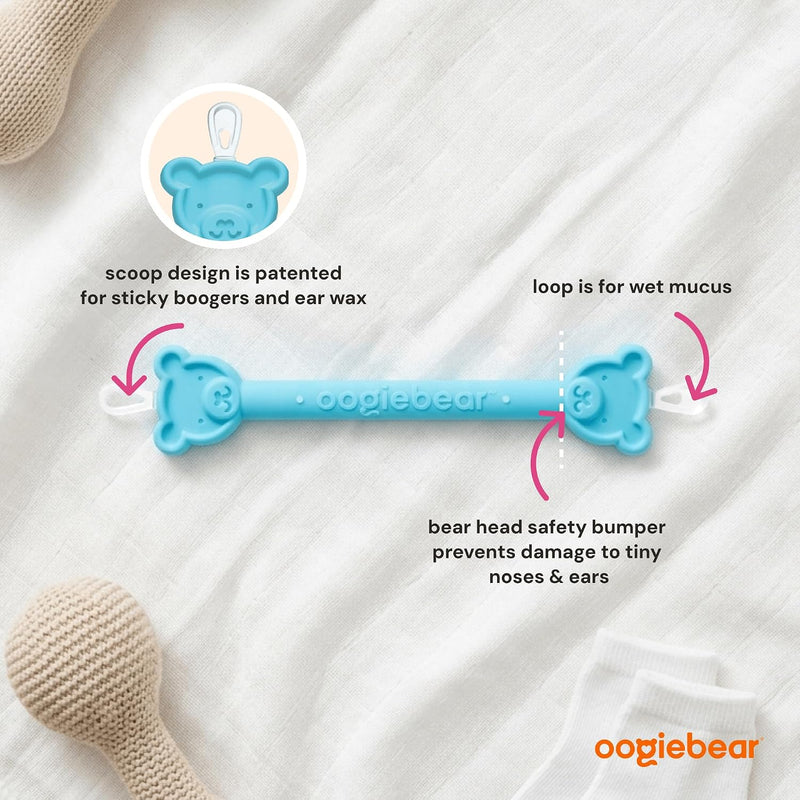 oogiebear Baby Nose & Ear Picker, Safe Booger Remover Tool, 1 Piece, Blue | Safe Dual-Ended Nose Cleaner & Ear Wax Remover for Newborns, Infants & Toddlers, BPA-Free, Patented, Baby Registy Essential