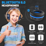 UKELALA U2B Active Noise Canceling Wired & Wireless Bluetooth 6.0 Headphones with Microphone, Foldable Lightweight Head Phones with Volume Control‌ for Kids Adult School Black Blue