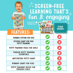 Hadley Designs Potty Training Chart for Toddlers Boys -10 Sticker Potty Chart for Toddlers Boys, 8.5x11" Potty Training Sticker Charts for Toilet Success, Monster Truck Toddler Reward Chart for Kids