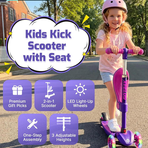 Gotrax KS3 Kids Kick Scooter with LED Lighted Wheels and Adjustable Height Handlebars