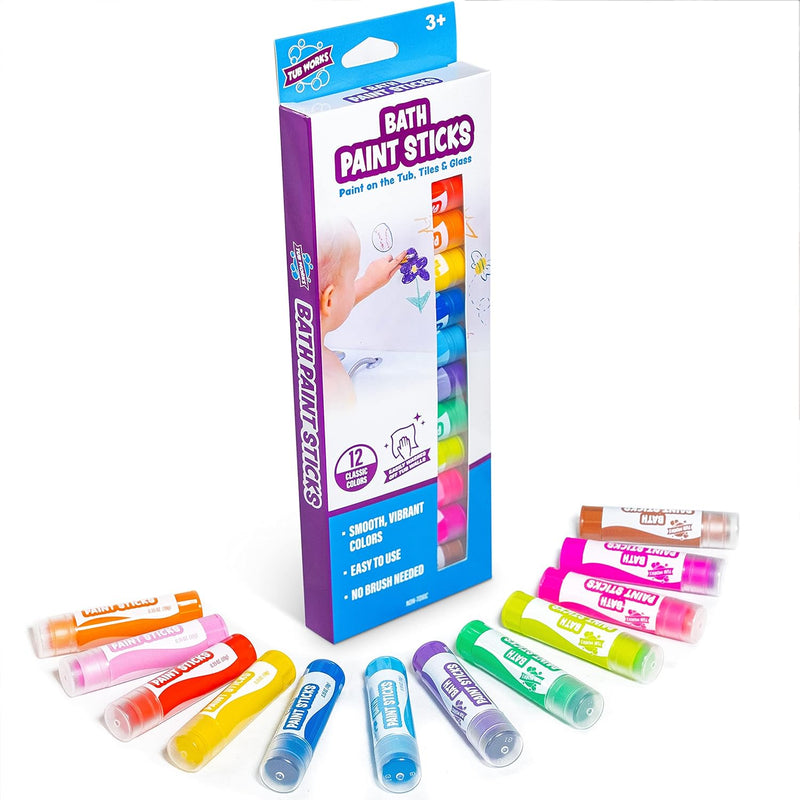Tub Works® Bath Paint Sticks™ | Nontoxic, Washable Bathtub Paint for Creative Kids & Toddlers