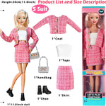 6 Pack Fashion 11.5 inch American Toy Prinecess Dolls Playset with Outfits Dress Design and Accessories Like Handbag Hat Crown Necklace Suitcase (Gift Box Package)