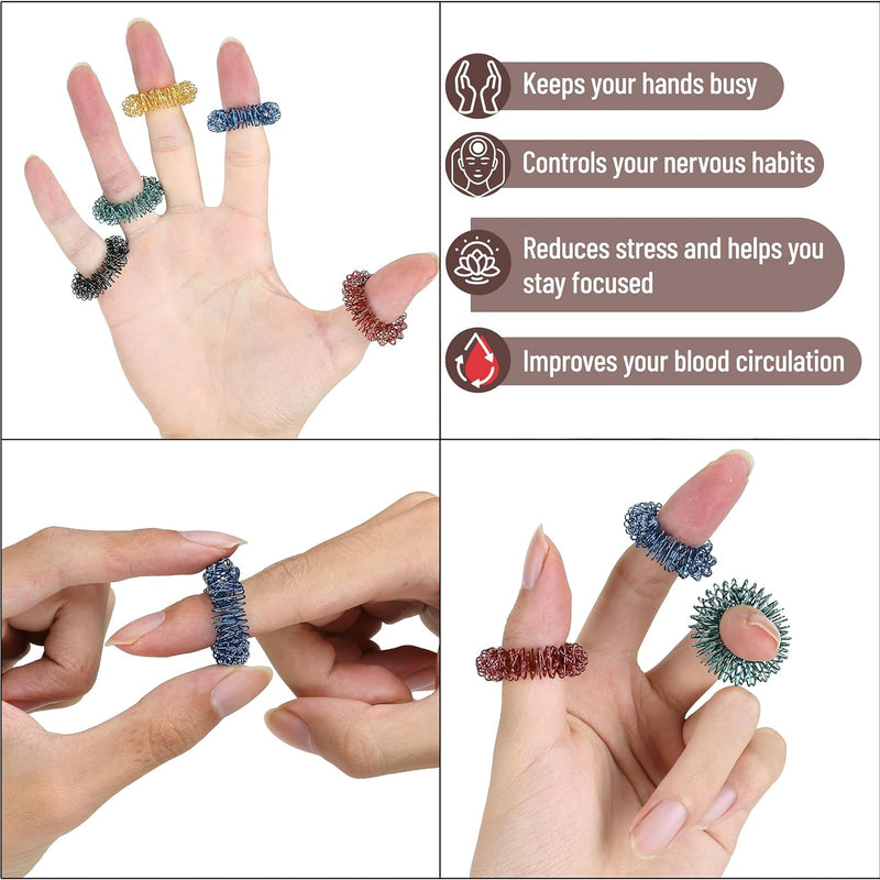 Mr. Pen- Spiky Sensory Rings, 10 Pack, Jewel Tones, Stress Relief Fidget Sensory Toys, Fidget Ring for Anxiety, Massager, Individuals with BFRB, ADHD and Attention Disorder