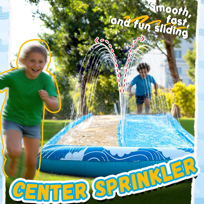 Spring Water Extra Long Slip and Water Slide for Kids Adults Backyard, 22ft Giant Inflatable Slip n WaterSlide for Heavy Duty, Summer Outdoor Water Toys with 2 Bodyboards