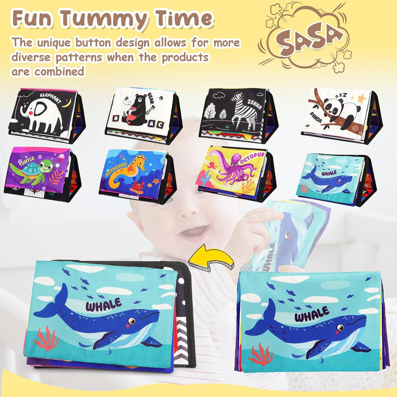 URMYWO Tummy Time Mirror Toys, High Contrast Baby Toys for Newborn | Visual Stimulation Black and White Baby Toys, Sensory Crinkle Book Toy for Infant 0-3-6-12 Months, Boy Girl Shower Gifts