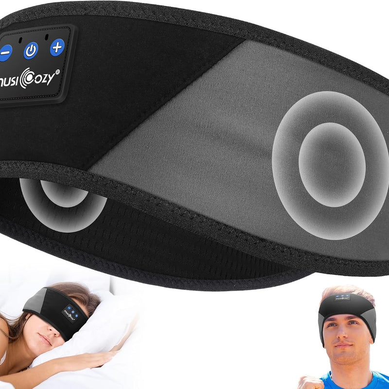 MUSICOZY Bluetooth 5.4 Sleep Headphones Headband Sports Wireless Audio | Earbuds 2 in 1 Design with Breathable Stretch Fabric, HD Stereo Sound Speakers for Workout Yoga Running, Nighttime Sleep Use