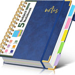 5 Subject Spiral Notebook Journal with Removable Dividers Tabs, 300 Pages Organizer Notebooks for Work School, 8"x10" Hardcover Leather Notebook College Ruled, Large Lined Journal for Women Men,Green