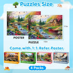 4-Pack 100 Piece Puzzles for Seniors Country Life Large Piece Puzzles for Seniors Puzzle Dementia Alzheimer's Products Activities for Elderly Adults Kids Puzzle for Kids Ages 6-8 8-10