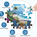 500-Piece Seaside Holiday Jigsaw Puzzle for Adults, Interlocking Letter-Backed Pieces