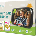 Baby Car Mirror for Rear Facing Seats (2 Pack) | Double award-winning, shatterproof and shakeproof baby car mirror with 360° rotation and clear convex view for newborn safety
