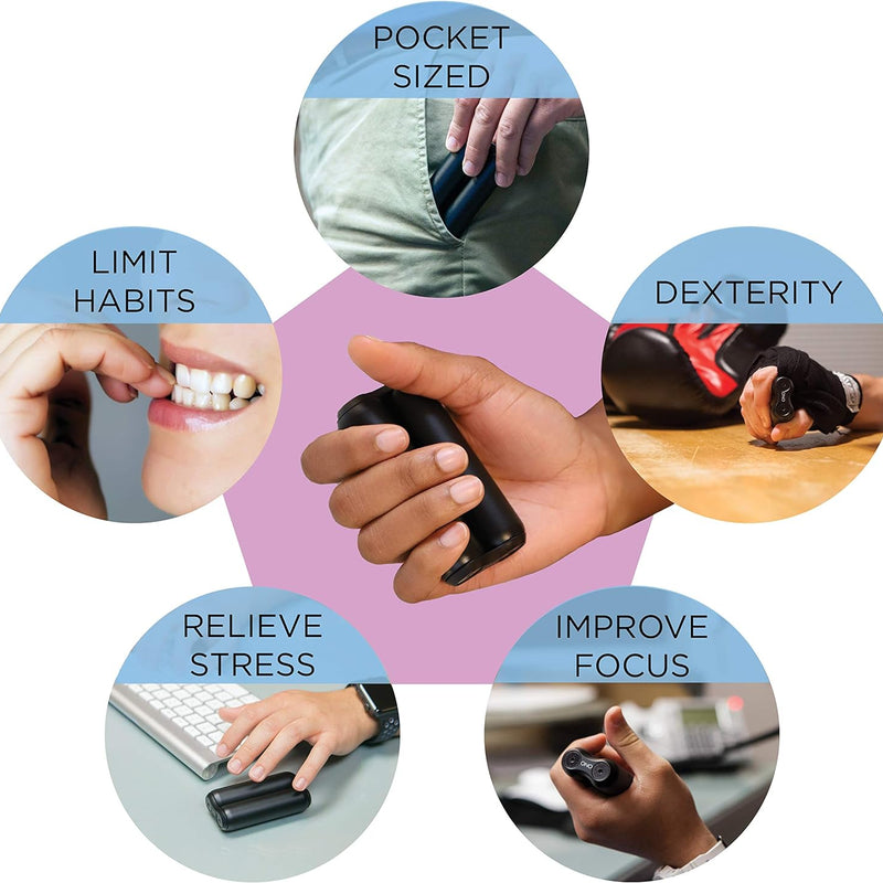 ONO Roller - Handheld Fidget Toy for Adults | Help Relieve Stress, Anxiety, Tension | Promotes Focus, Clarity | Compact, Portable Design (Black, Junior Size - ABS Plastic)