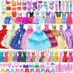 Ecore Fun 99 Pcs Doll Clothes Outfits and Accessories- 5 Princess/ Wedding Gowns 12 Fashion Dresses 2 Leisure Outfits 2 Bikini Swimsuits 10 Shoes and 57 Accessories for 11.5 inch Dolls,Girl Gift