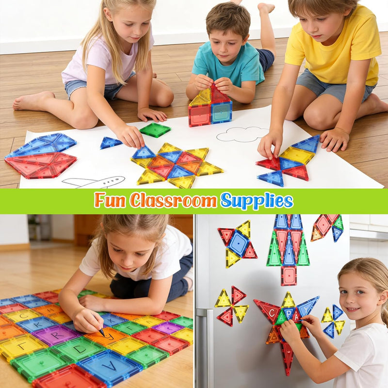 Coodoo Magnetic Tiles Starter Pack for 3+ Year Old Kids, 40PCS, Safe Creativity Toddler Toy with Carrying Bag