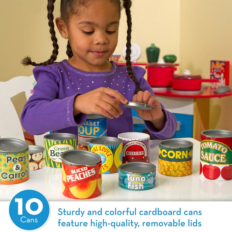 Melissa & Doug Let's Play House Grocery Cans with Removable Lids for Preschool Learning Toys for Girls & Boys 3+