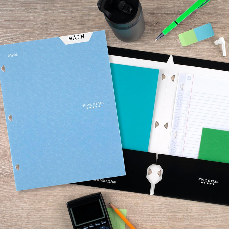Five Star 4-Pocket Folder, 6 Pack, Paper Folder, Fits 3-Ring Binders, Holds 8-1/2" x 11" Paper, Assorted Colors (38058)