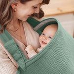 Blissful Diary Muslin Nursing Cover for Breastfeeding, Breathable Breastfeeding Cover up with Arch Neckline for Women, Nursing Apron (Roman Green)