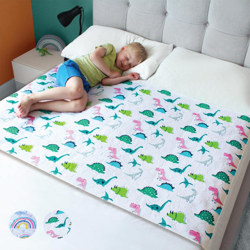 Hygge Sheets® Potty Training Pee Pads for Kids, Toddlers - 100% Waterproof, Non Slip Bed Wetting Pad for Twin Beds - Washable, Reusable Mattress & Sheet Protector - Dinosaur