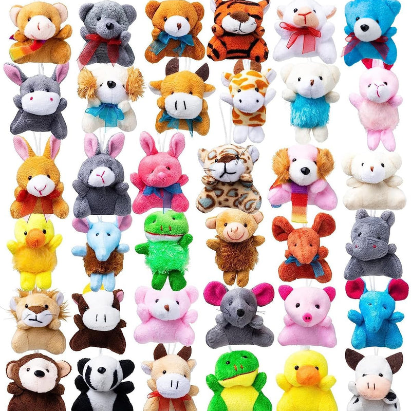 JOYIN 36 Pack Mini Animal Plush Toy Assortment (36 Units 3" Each),Bulk Stuffed Animals Party Favors for Kids, Small Animals Plush Keychain Decoration, Carnival Prizes, Birthday Treasure Box Toys