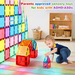 Magnetic Tiles 100PCS Kids Toys - Magnetic Building Blocks STEM Magnet Building Set Preschool Learning Magnet Toys for Kids Ages 3-5 4-8, Sensory Montessori Toy for Toddlers 3+ Year Old Boys Girls