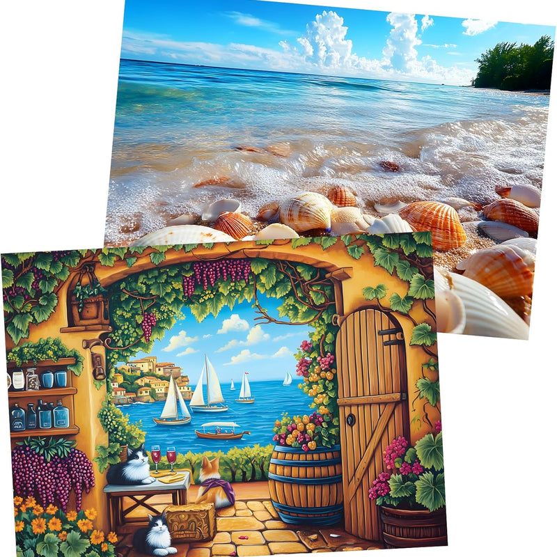 2 Pack 300 Pieces Puzzle for Adults,Autumn Puzzle Farm Jigsaw Puzzles 300 Pieces for Adults Kids Seniors Countryside Jigsaw Puzzle Premium Cardboard Puzzles for Tabletop Family Activity Gift