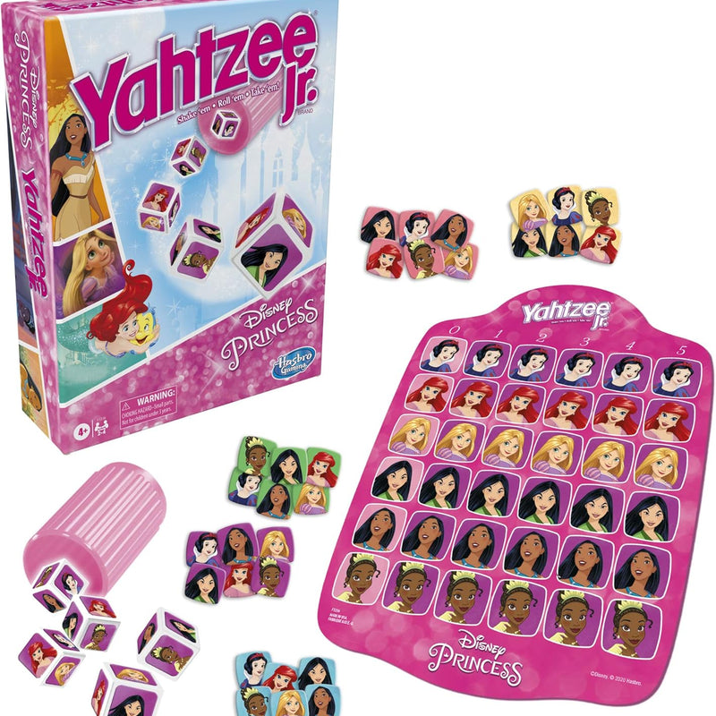 Hasbro Gaming Yahtzee Jr.: Disney Princess Edition Board Game for Kids Ages 4 and Up, for 2-4 Players, Counting and Matching Game for Preschoolers (Amazon Exclusive)