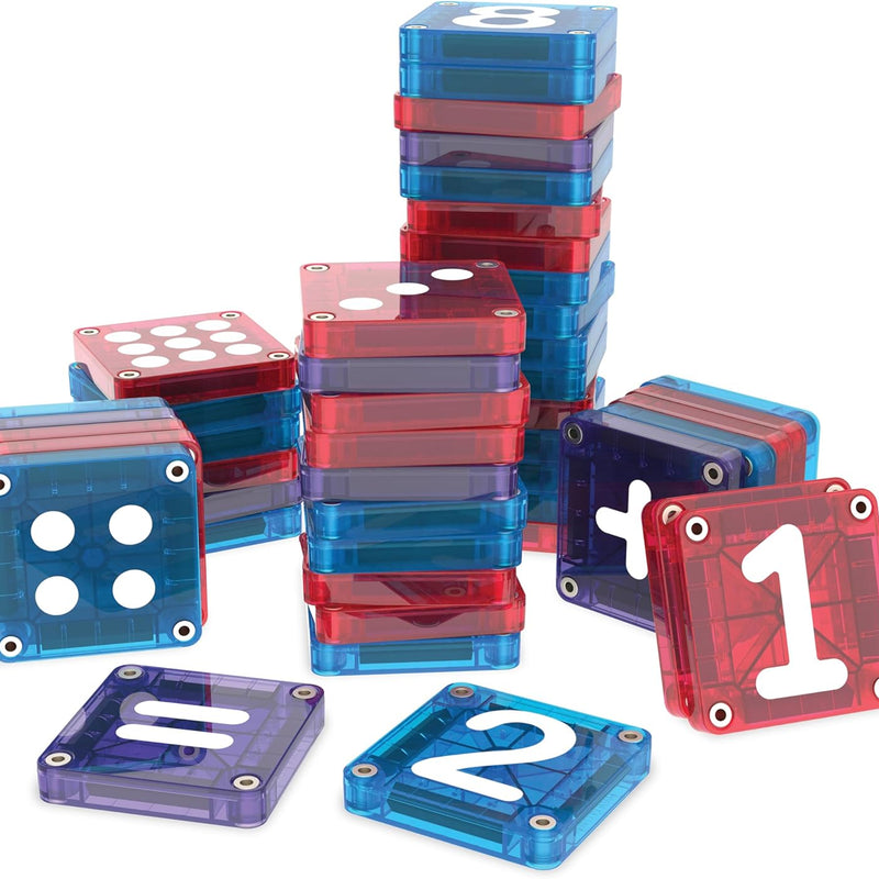 MAGNA-TILES microMAGS Learn Numbers 56-Piece Magnetic Construction Set, The Original Magnetic Building Brand