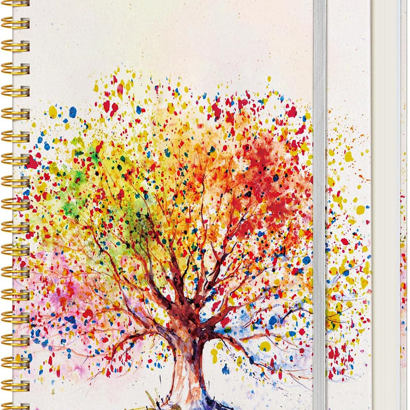 Lined Spiral Notebook Journal for Women, 150 Pages Cute Notebooks 5.75” x 8.38”, A5 Hardcover Spiral Journals with 100 GSM Thick Paper, College Ruled Notebook for Writing Work School, Autumn Tree