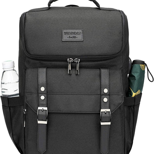 YALUNDISI Vintage Backpack Travel Laptop Backpack with usb Charging Port for Women & Men College Backpack Fits 15.6 Inch Laptop Black