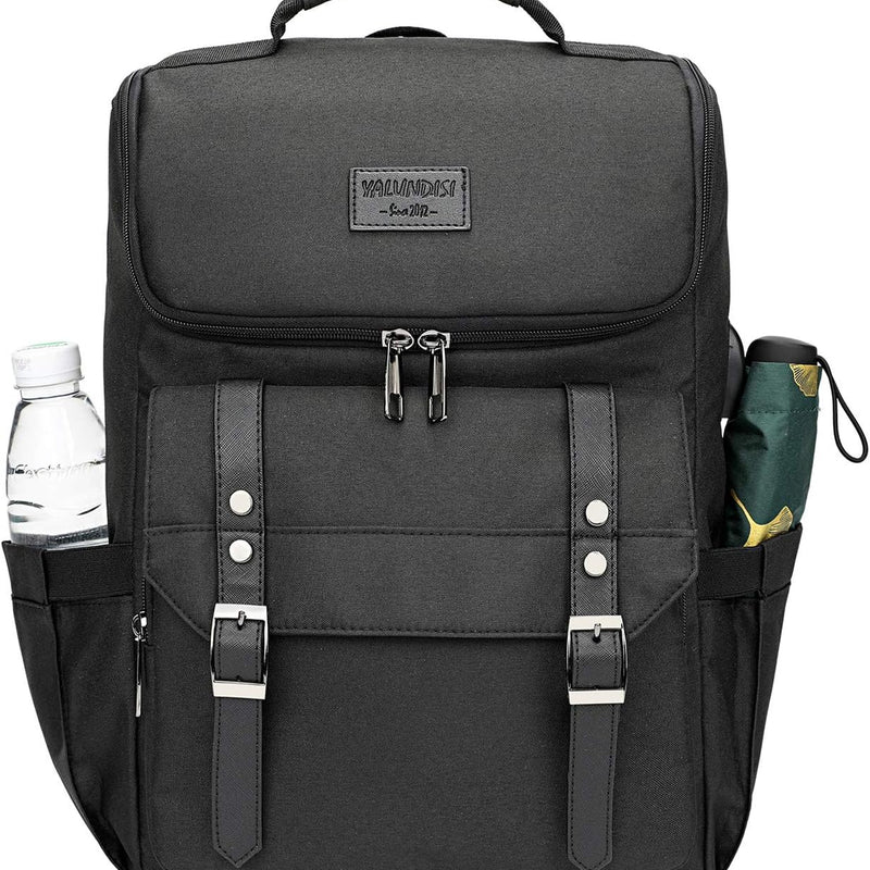 YALUNDISI Vintage Backpack Travel Laptop Backpack with usb Charging Port for Women & Men College Backpack Fits 15.6 Inch Laptop Black