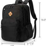 ZORFIN 26L Black Backpack for College, and Travel: Water Resistant Bookbag