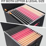 BALEINE File Organizer Box with Lid, Collapsible File Folder Organizer with Plastic Slide, Hanging File Folder Box for Office Document Storage (1 Pack, Black)