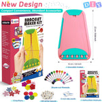 Maynacs Friendship Bracelet Making Kit for Girls 8-12, 28 Pre-Cut Threads | 28 Pre-Cut Threads in 14 Colors, 100 Letter Beads, Hidden Storage Tray - Screen-Free Travel Craft Kit for Kids and Teens