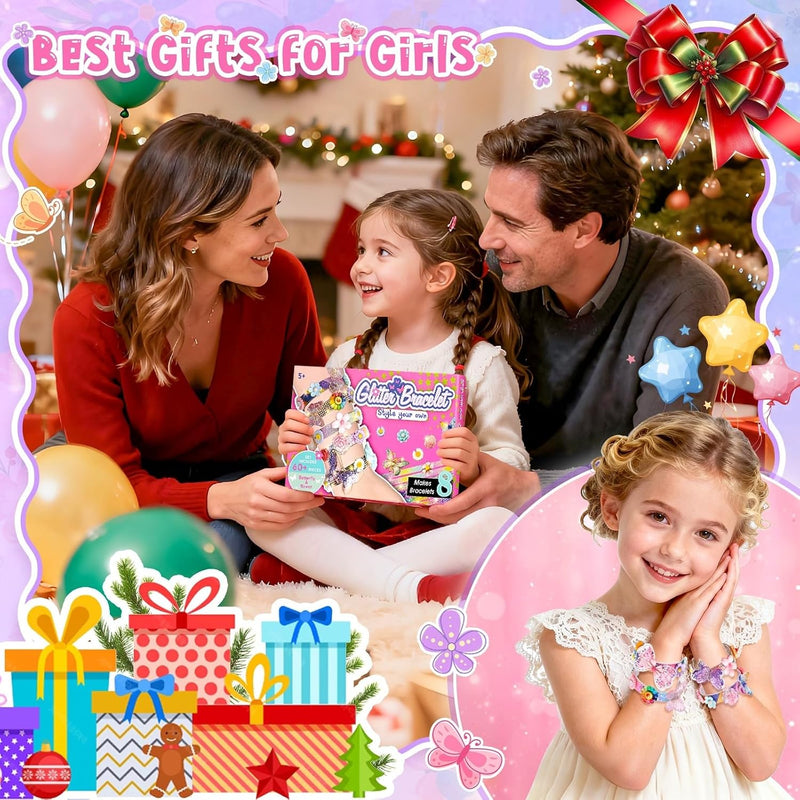 Friendship Bracelet Making Kit for Girls Toys Crafts for Kids Ages 5-12 | 5 6 7 8 9 10 11 Year Old Girl Birthday Gifts Girls Craft Toys Age 5-12, Kids Jewelry Making Kit with Charm (Butterfly&Flower)