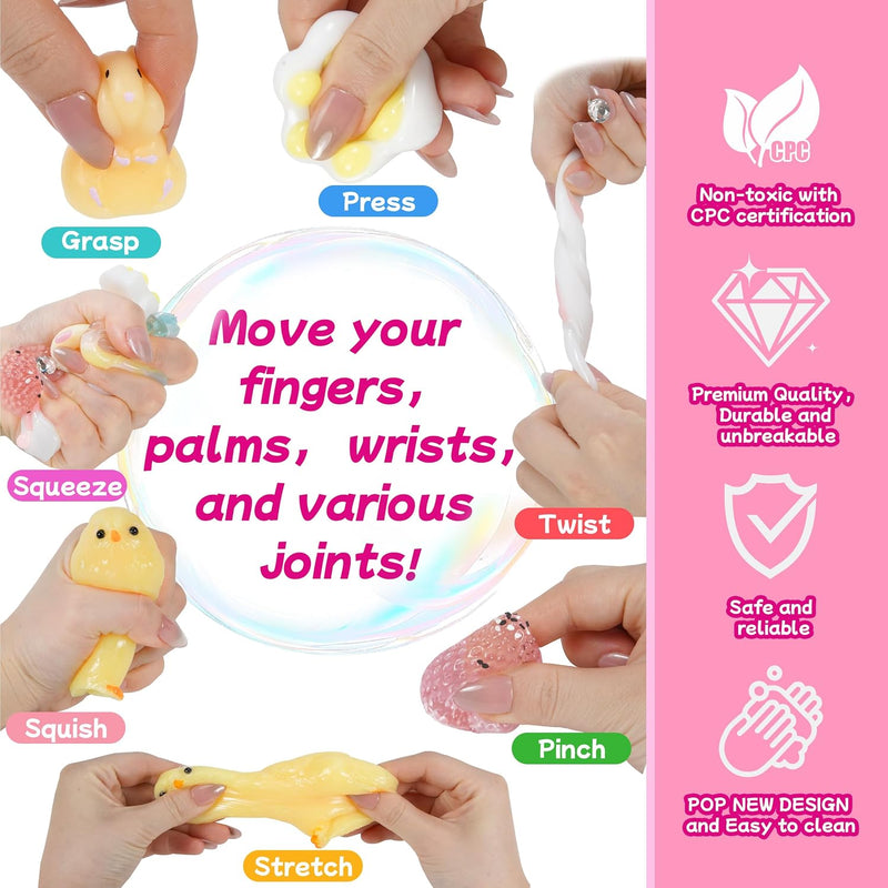 10 Pack Taba Squishy Toys kit with Toy Box & Cute Stickers, Kawaii taba Squishies Stress Relief Toys Party Favors for Kids 4-8 8-12, Squishy Fidget Toys for Kids , Birthday Gifts Toys for Girls 8-10