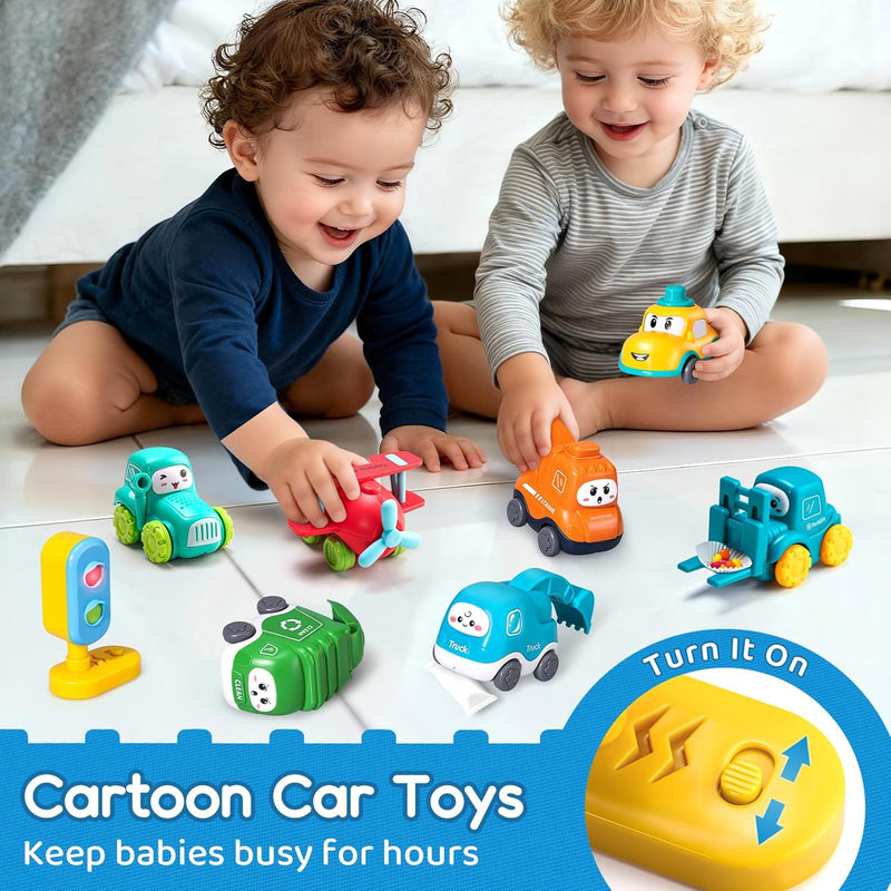 Cranes Car Toys for 1 Year Old Boy Gifts with Playmat/Storage Bag | 8 PCS Vehicles for Baby Boy Gifts,1st Birthday Gift for Toddler Boy Toys 1-2,1 Year Old Toys for Infant 12 18 Months