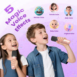 rose gold mini karaoke machine with 2 wireless microphones and 6-10h battery life