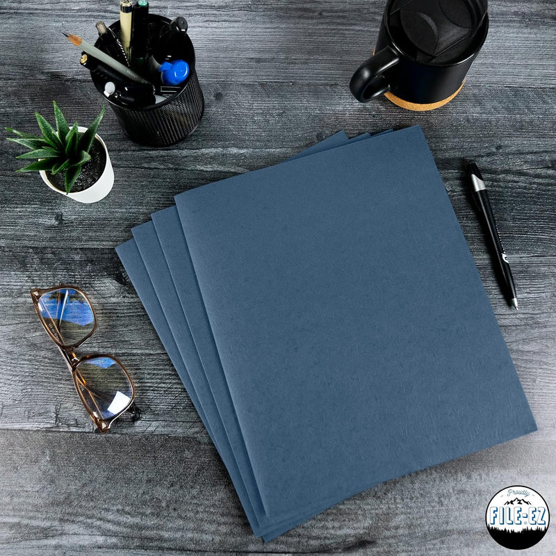 FILE-EZ Two-Pocket Folders, Navy Dark Blue, 25-Pack, Textured Paper, Letter Size (EZ-32523)
