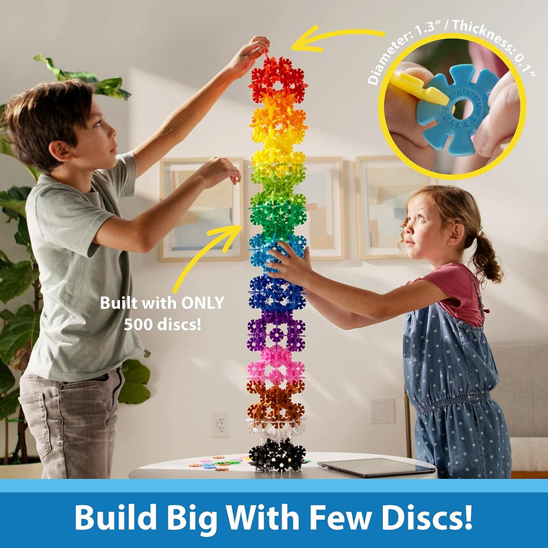 Brain Flakes 500 Piece Set, Aged 3+, Interlocking Plastic Disc Toy for Creative Building and STEM Learning