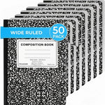 Trail maker (50 Pack Bulk Composition Notebooks, Wide Ruled Marble Cover, 200 Pages (100 Sheets), 9.75 x 7.5, Bulk School Supplies for Classroom, Office & School Donations