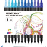 Drawing Pens, 12 Pack Dual Brush Pens Black Markers for Art Drawing Sketching