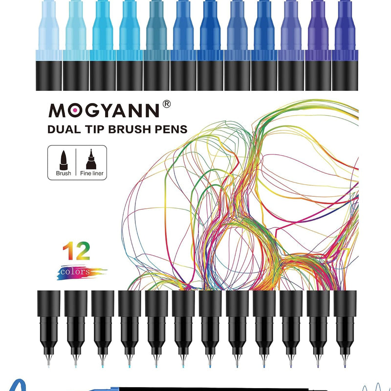 Drawing Pens, 12 Pack Dual Brush Pens Black Markers for Art Drawing Sketching